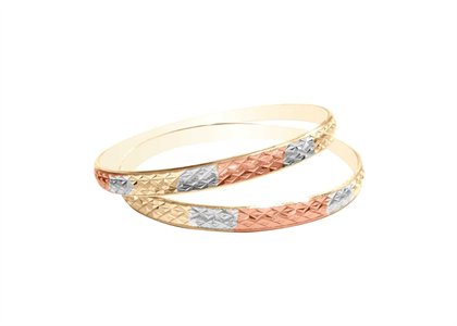 Tri Tone Plated | Diamond Cut Bangles